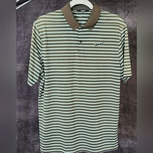 Nike Men's Brown Striped Polo Shirt